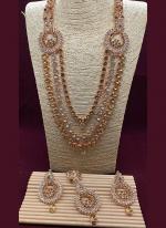 Copper And Silver Chandbali Designer Three Layer Stone Studded Long Necklace Set